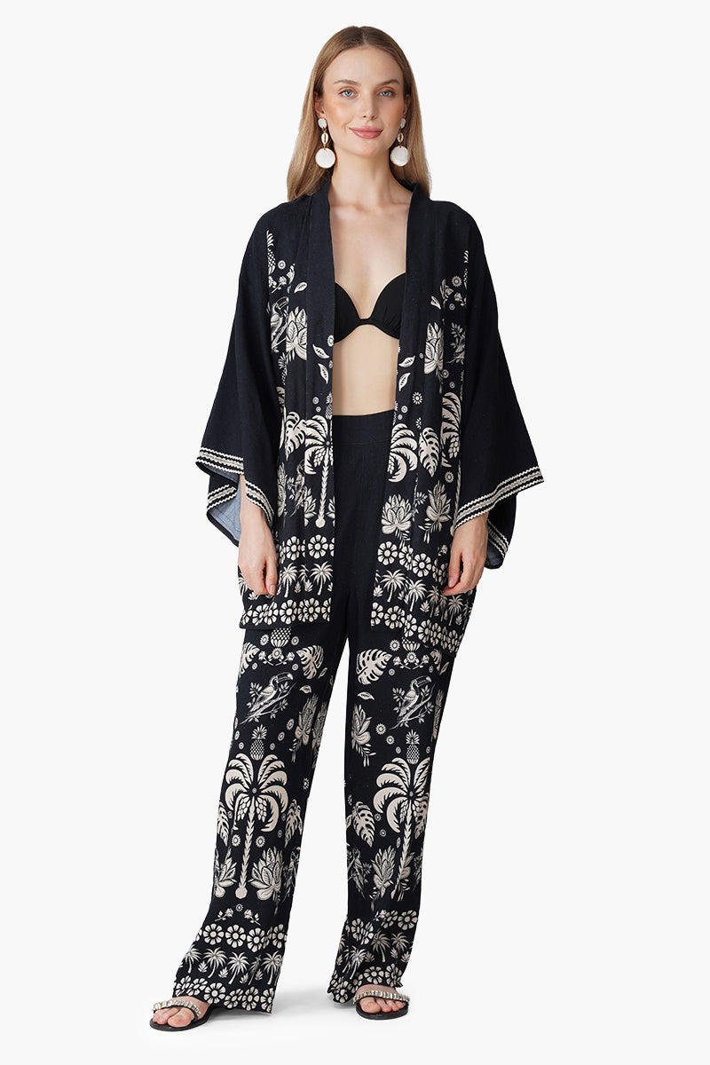 Modern Tropics Black And White Printed Cover Up