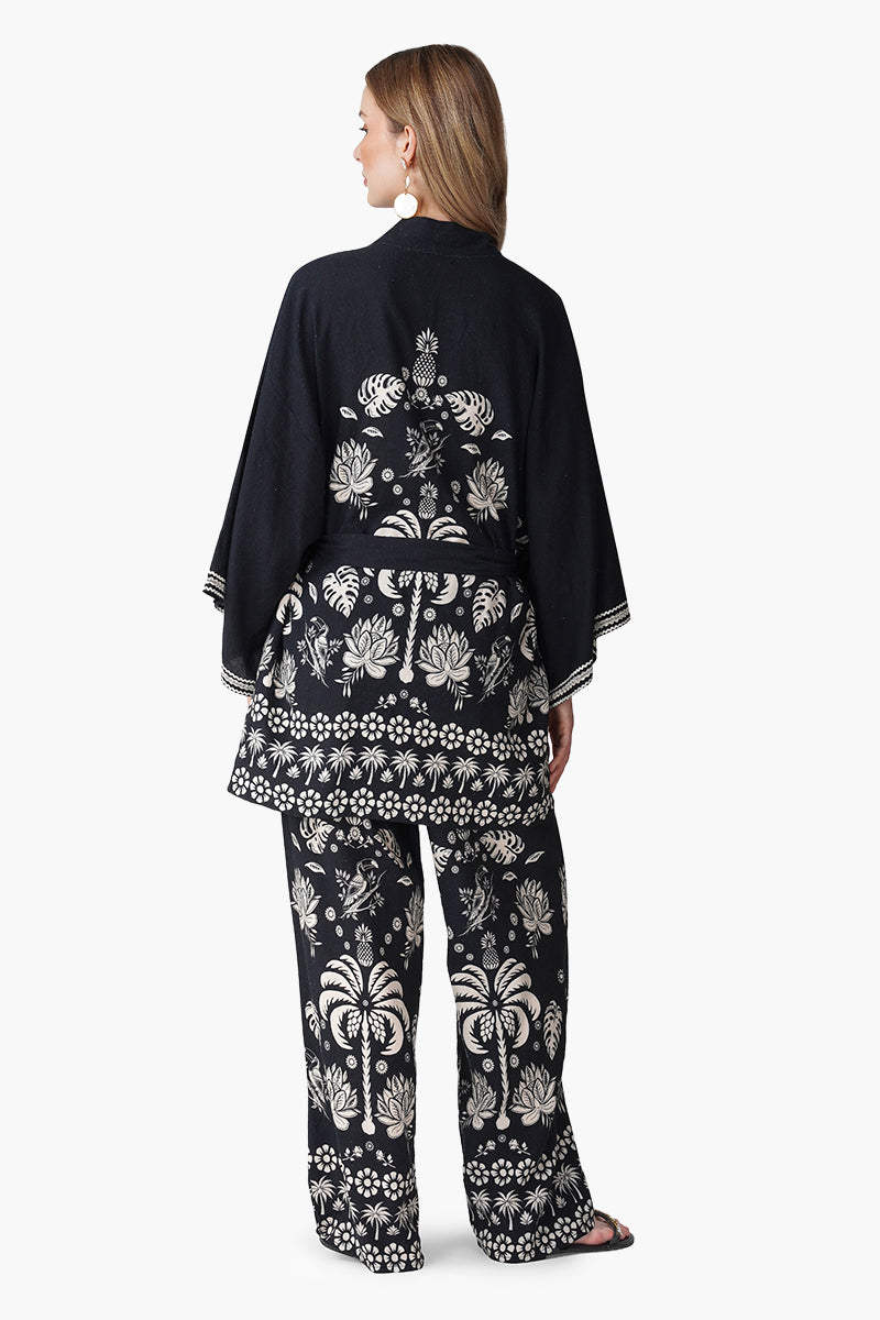 Modern Tropics Black And White Printed Cover Up