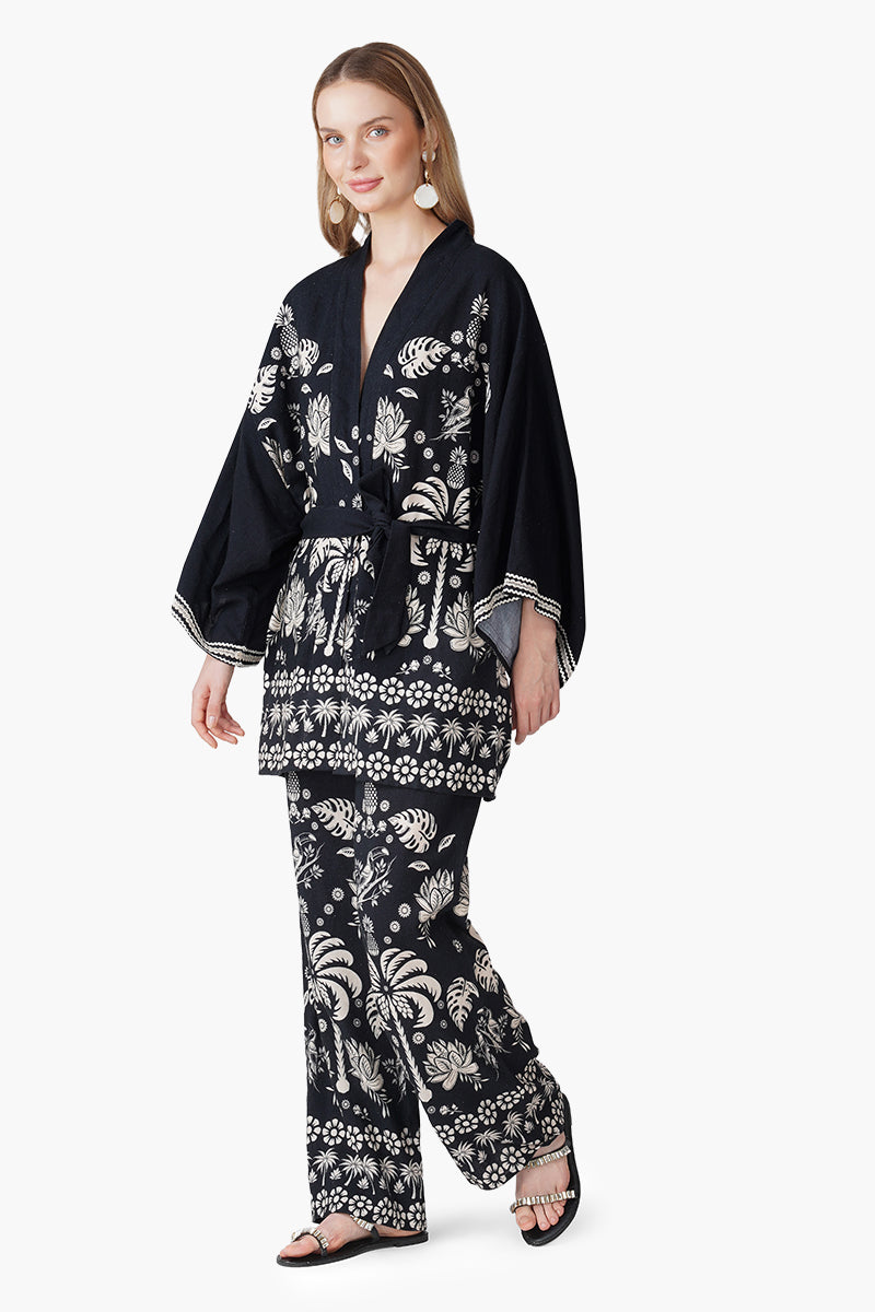 Modern Tropics Black And White Printed Cover Up