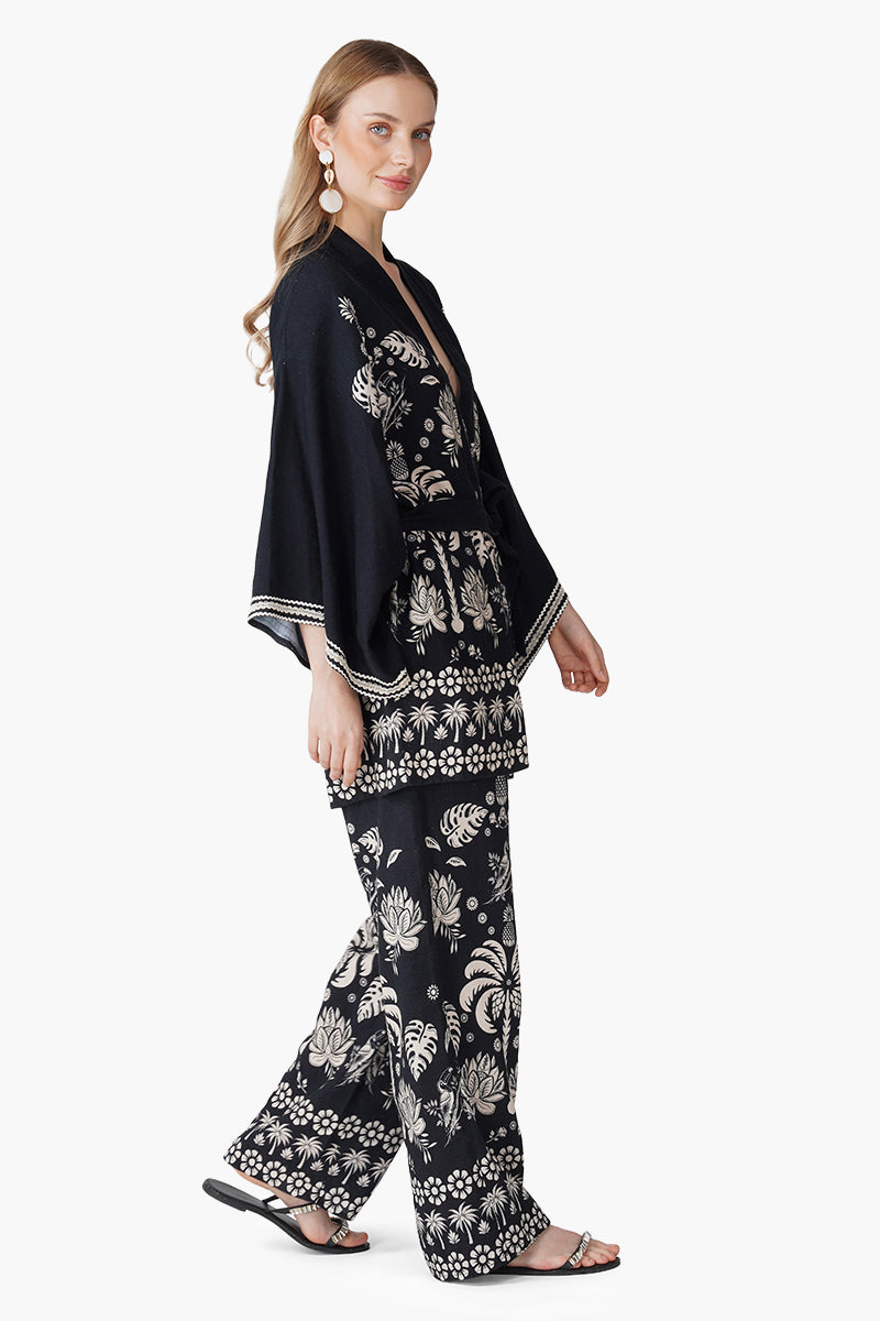 Modern Tropics Black And White Printed Cover Up