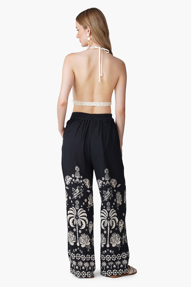 Modern Tropics Black And White Printed Pants