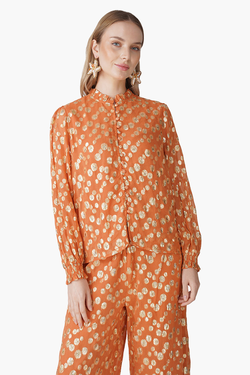 Tangerine Shine Lurex Evening Shirt