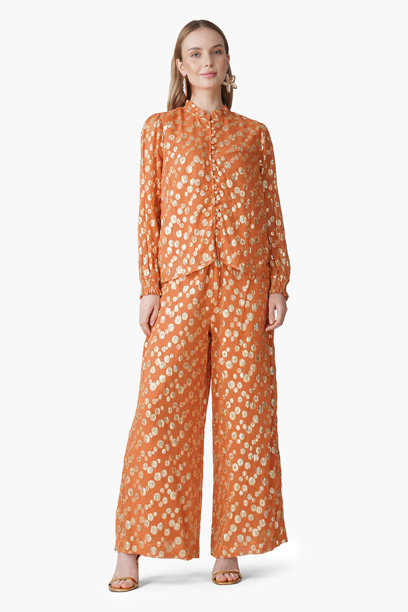 Tangerine Shine Luxe Evening Pants