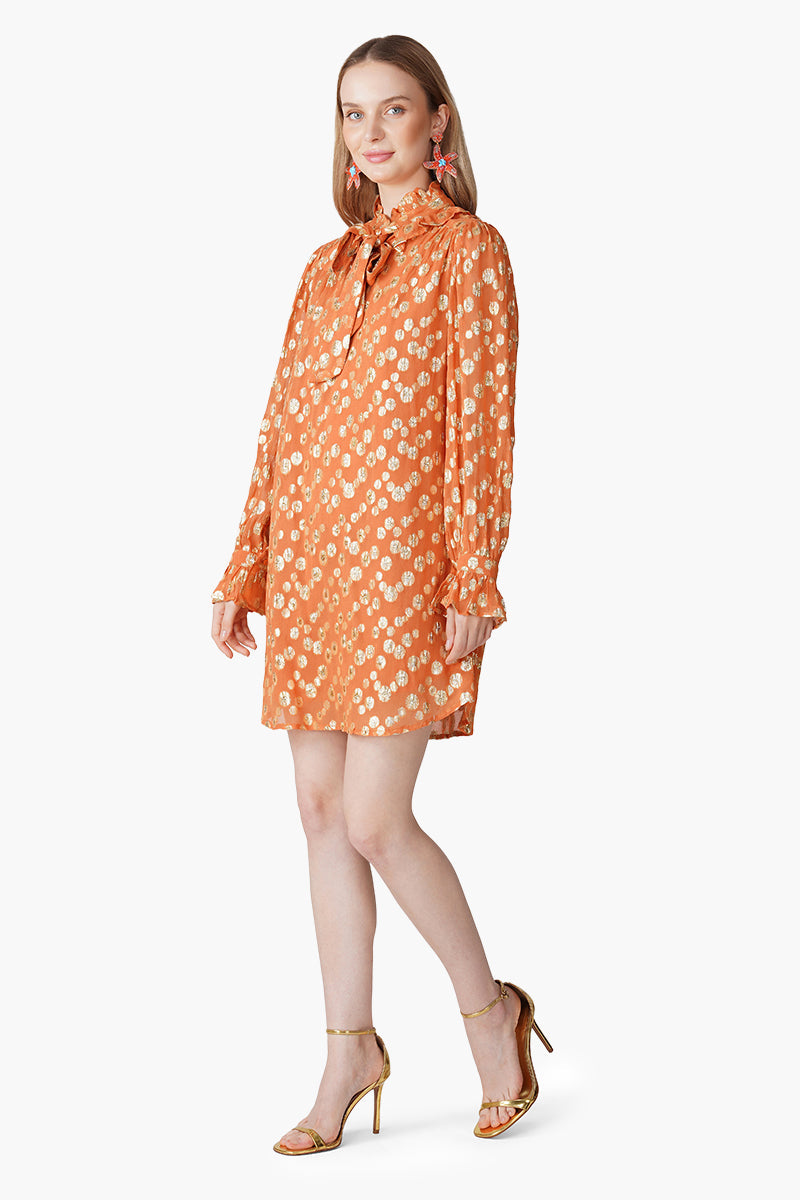 Tangerine Shine Luxe Evening Short Dress