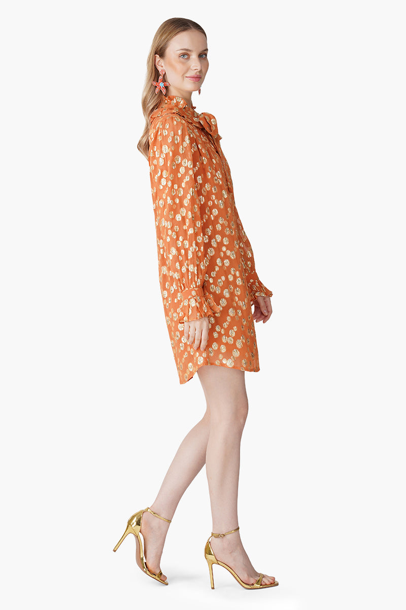 Tangerine Shine Luxe Evening Short Dress