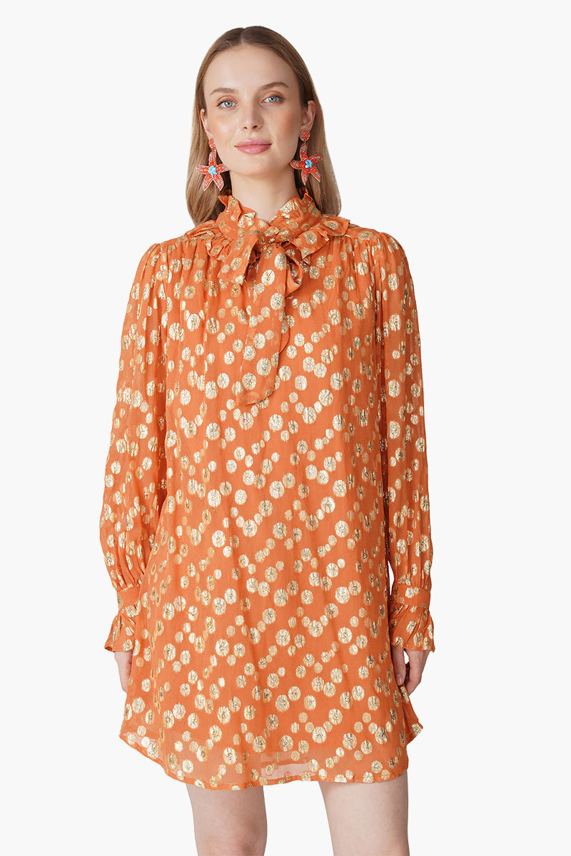 Tangerine Shine Luxe Evening Short Dress