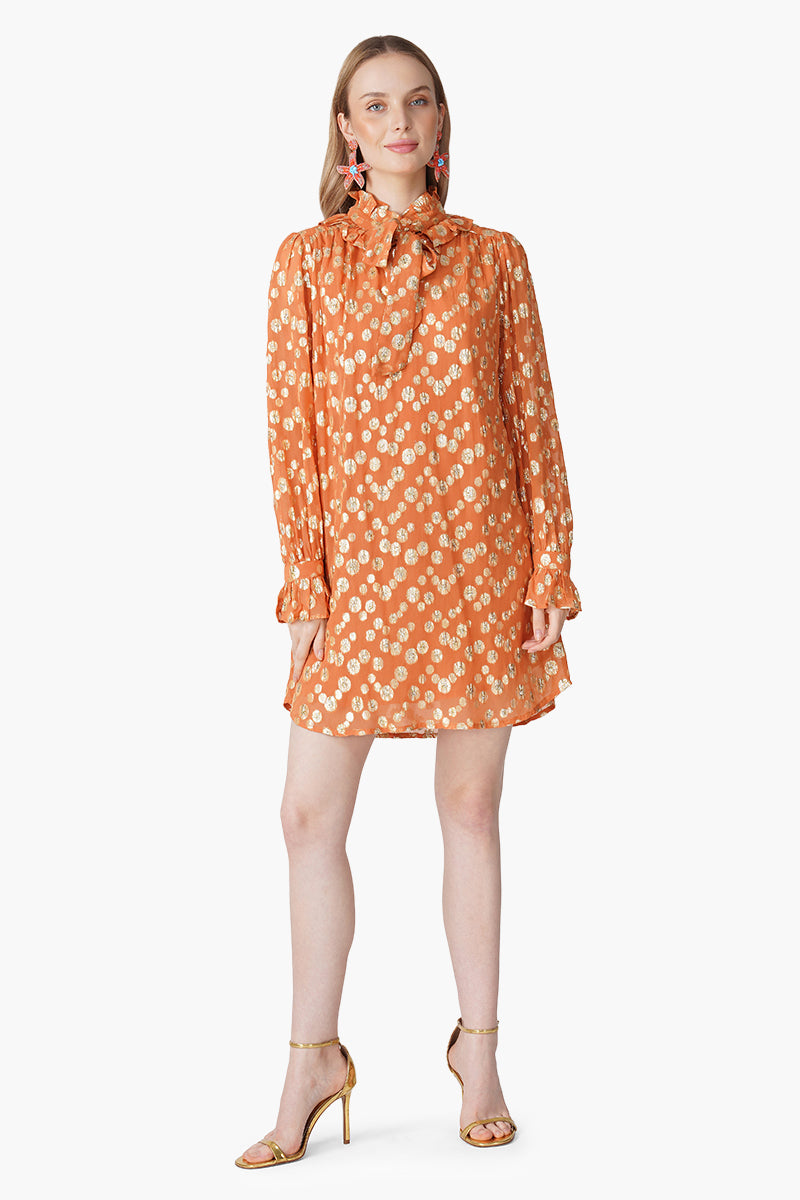 Tangerine Shine Luxe Evening Short Dress