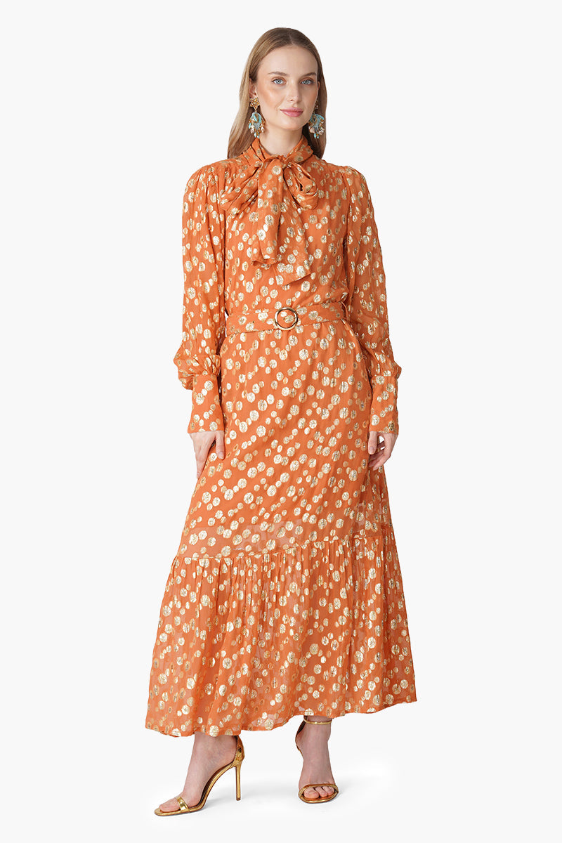 Tangerine Shine Luxe Eveing Maxi Dress