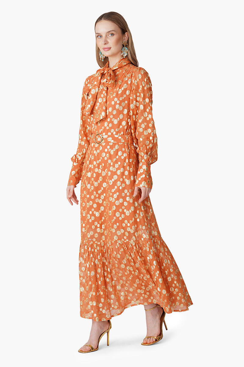 Tangerine Shine Luxe Eveing Maxi Dress