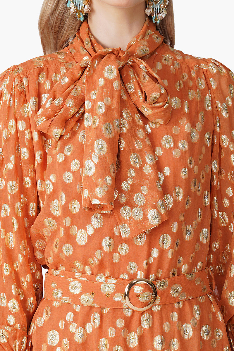 Tangerine Shine Luxe Eveing Maxi Dress