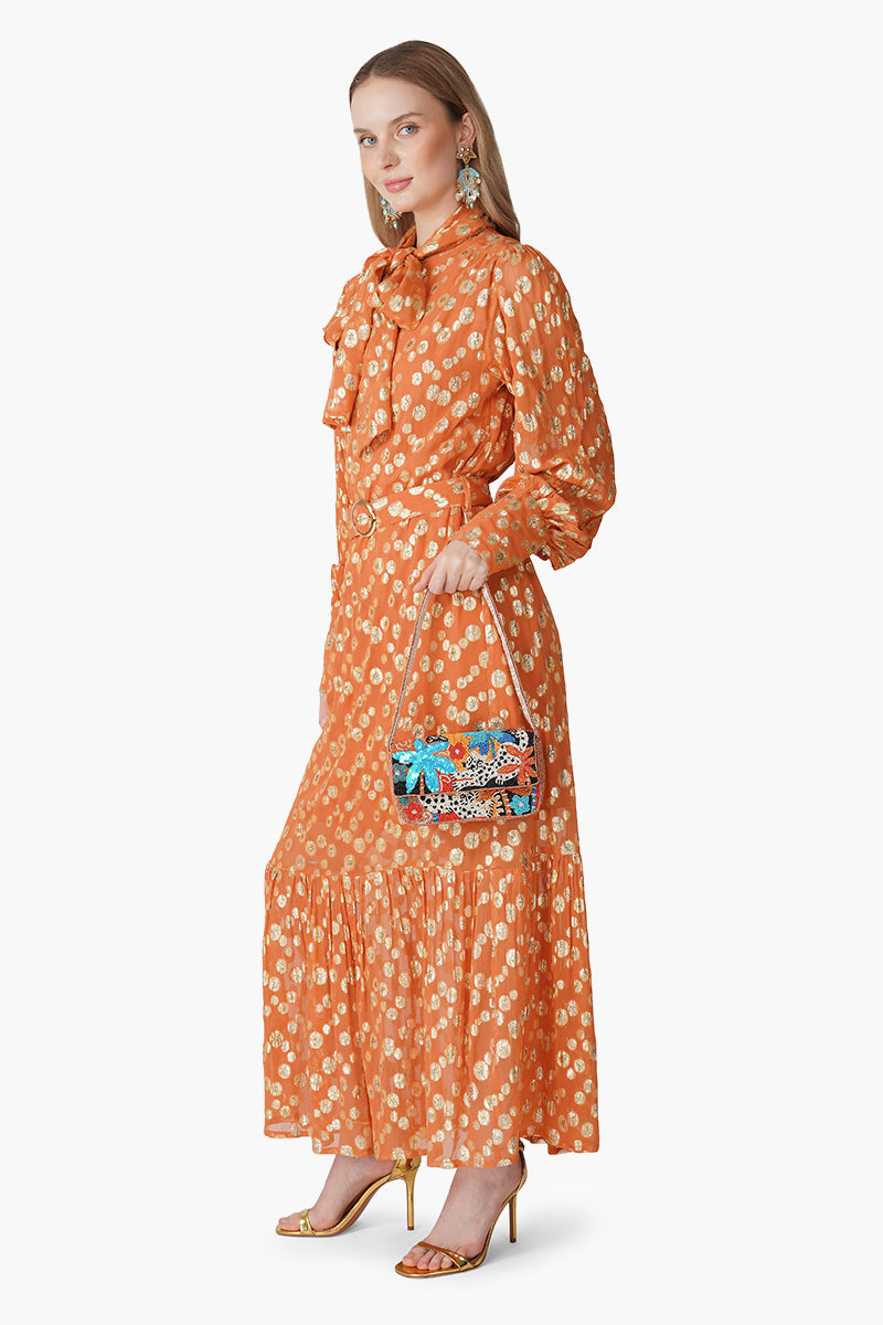 Tangerine Shine Luxe Eveing Maxi Dress