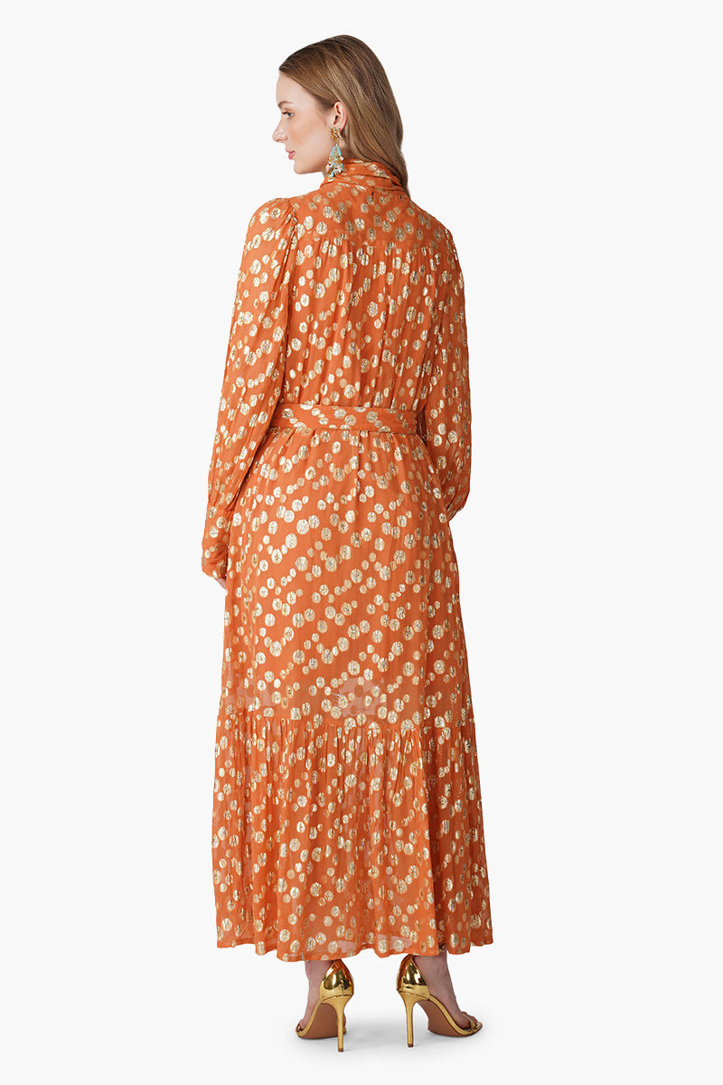 Tangerine Shine Luxe Eveing Maxi Dress