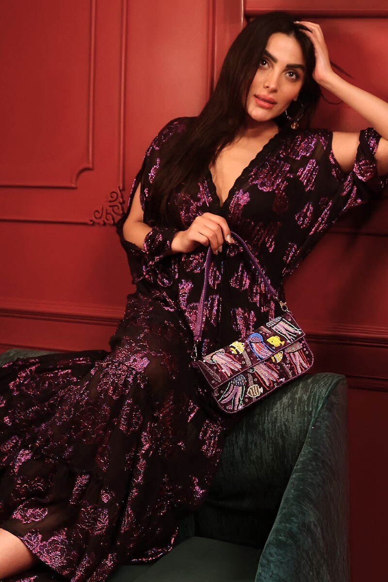 Starlit Orchid Lurex Eve Maxi Dress