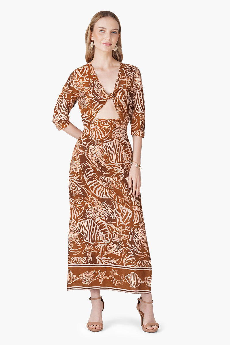Mocha Tide Shell Printed Dress