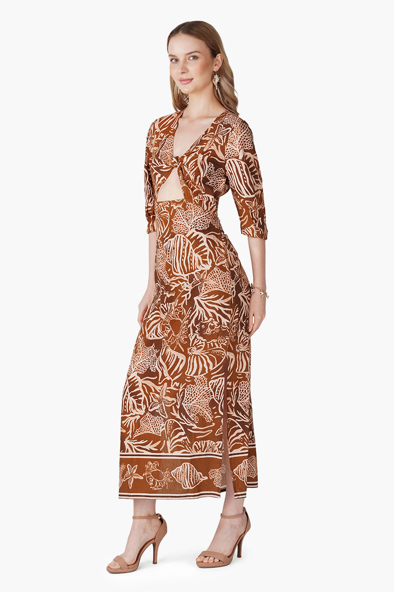 Mocha Tide Shell Printed Dress