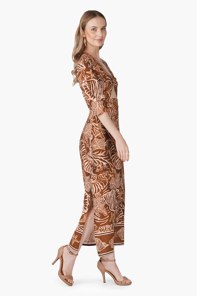Mocha Tide Shell Printed Dress