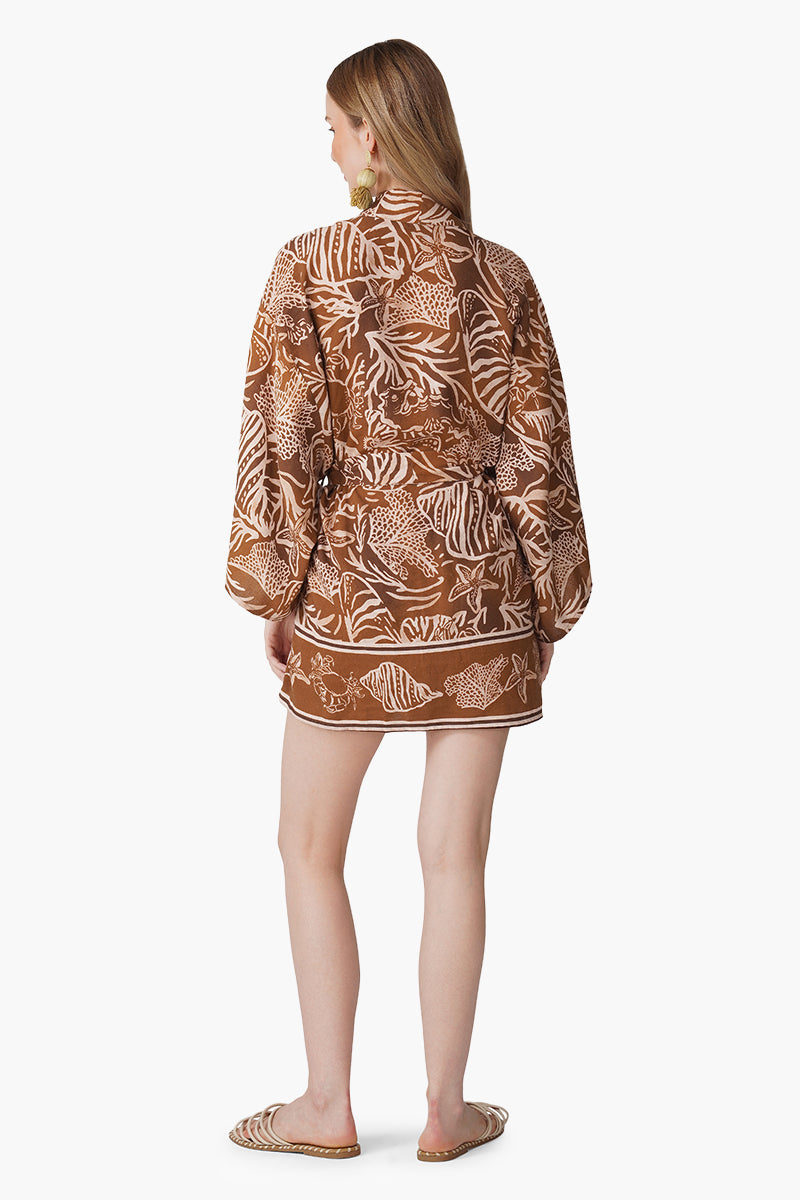 Mocha Tide Shell Printed Cover Up