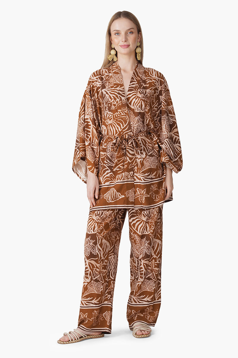 Mocha Tide Shell Printed Cover Up
