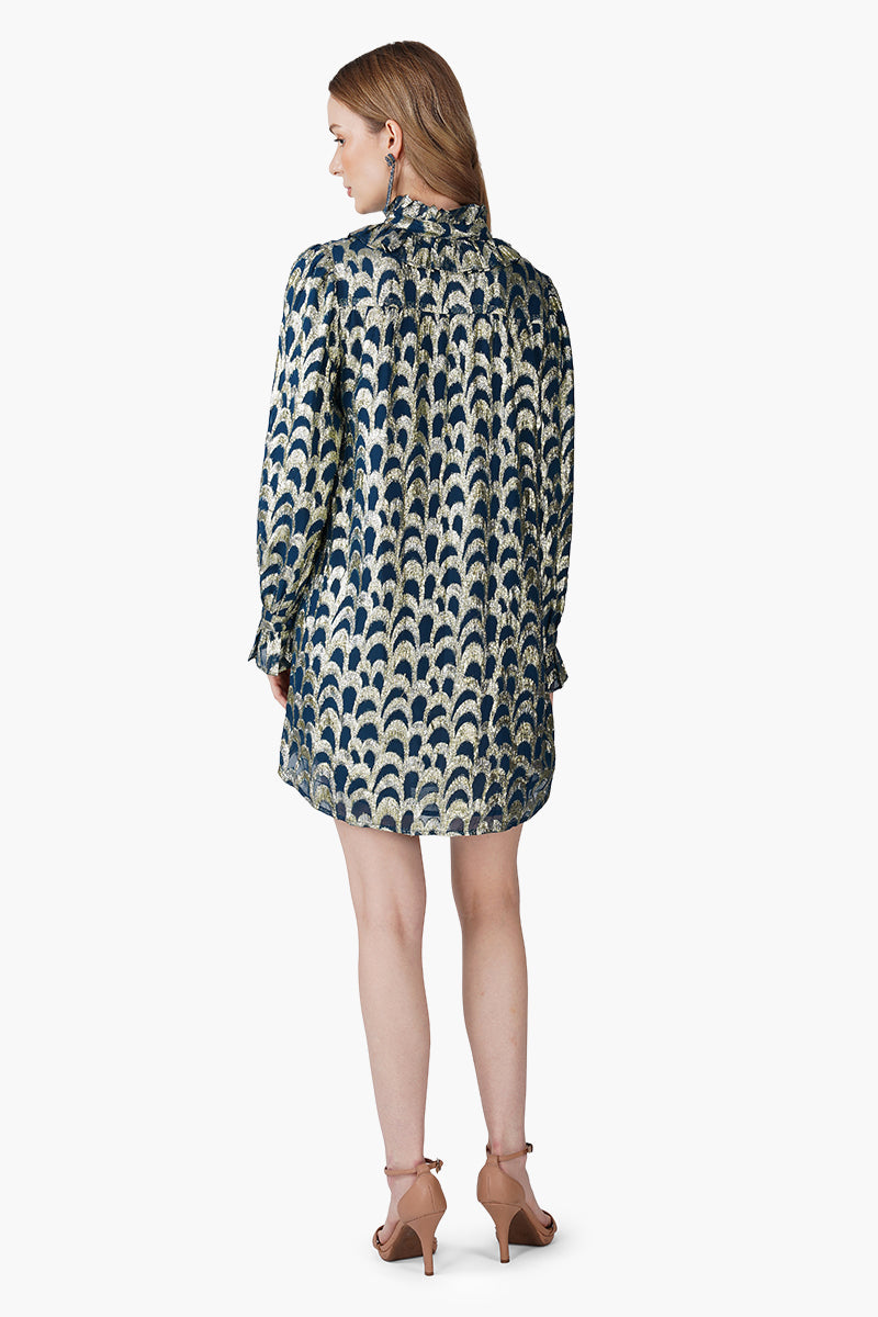 Teal Twilight Golden Lurex Short Dress