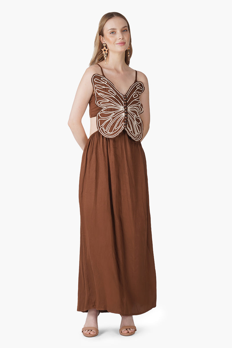 Earthy Wings Butterfly Dori Maxi Dress M Earthy Wings Butterfly Dori Maxi Dress M