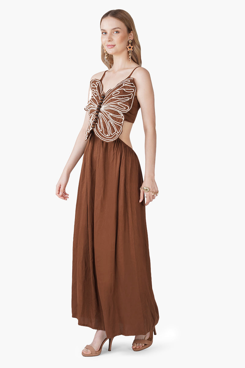 Earthy Wings Butterfly Dori Maxi Dress