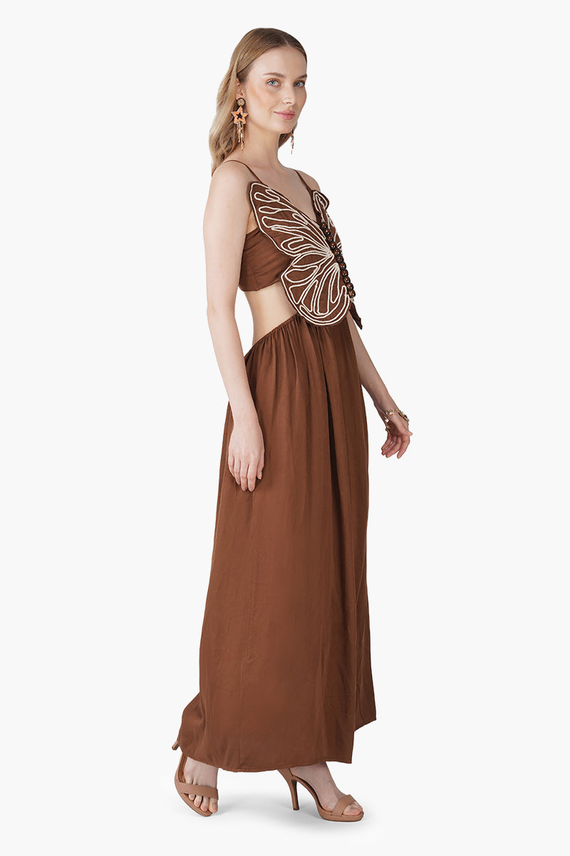 Earthy Wings Butterfly Dori Maxi Dress