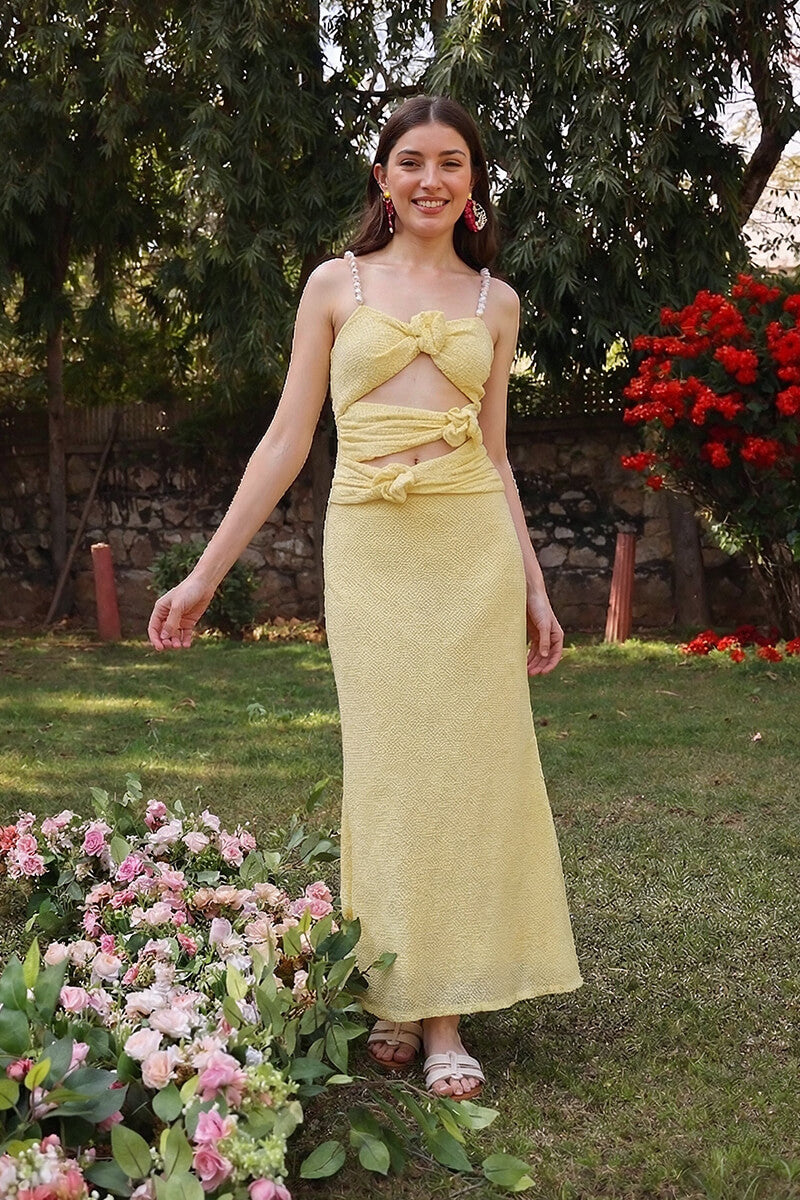 Butter Mesh Knotted Bodycon Dress | view 1