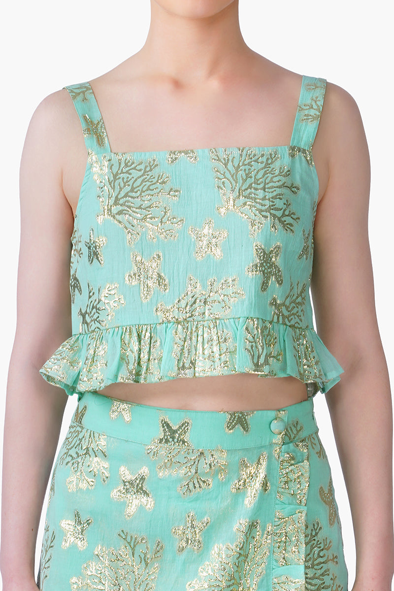 Blue Coastal Lurex Top