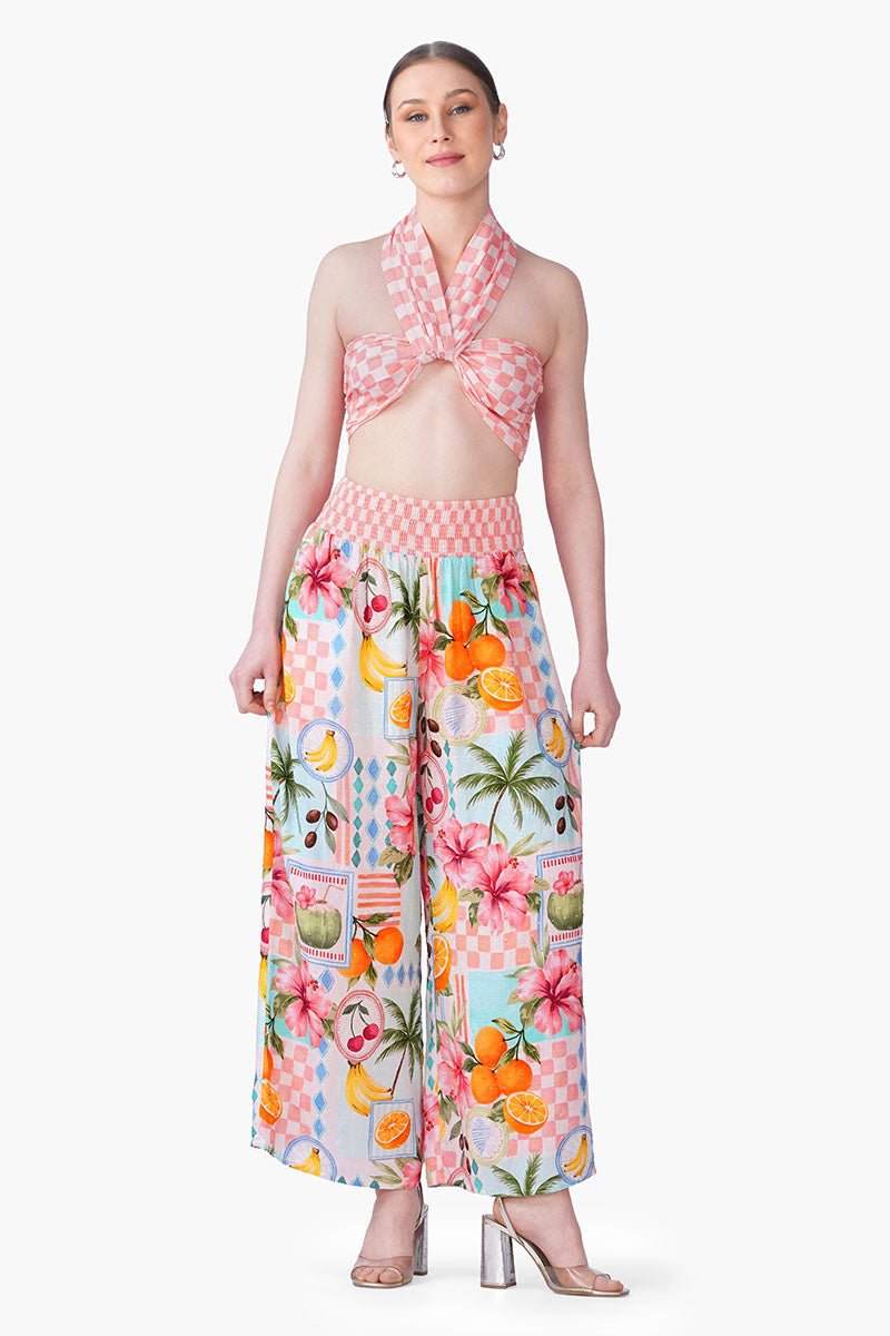 Hibiscus Fruit Print Summer Pants | view 1