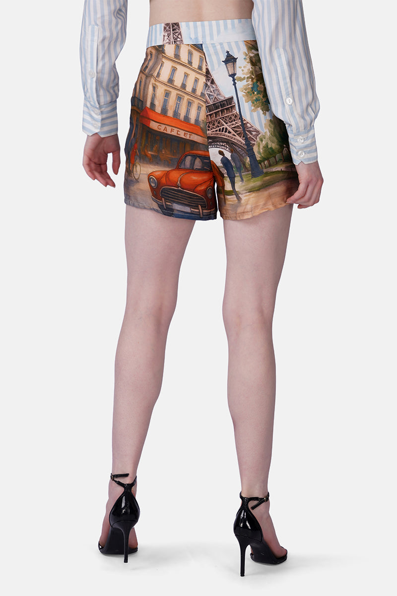 Love In Paris Printed Shorts