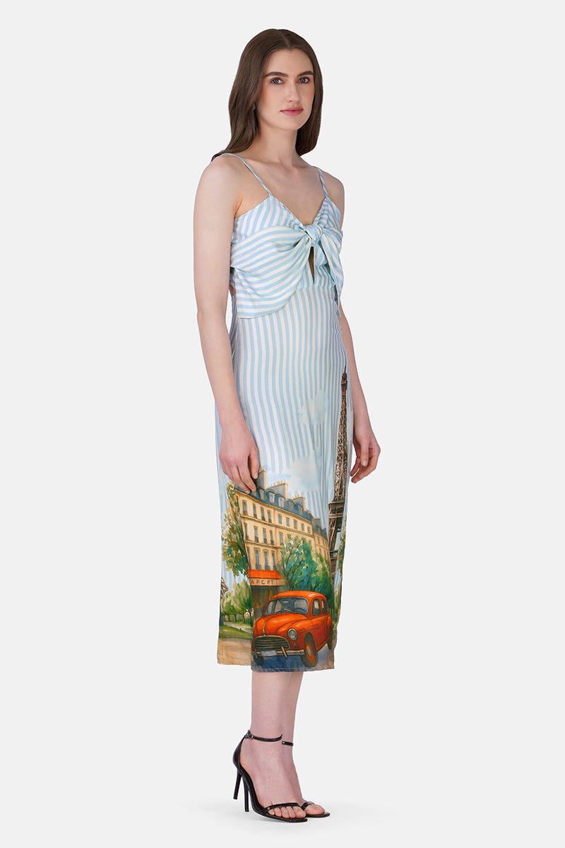 Love In Paris Printed Bow Dress