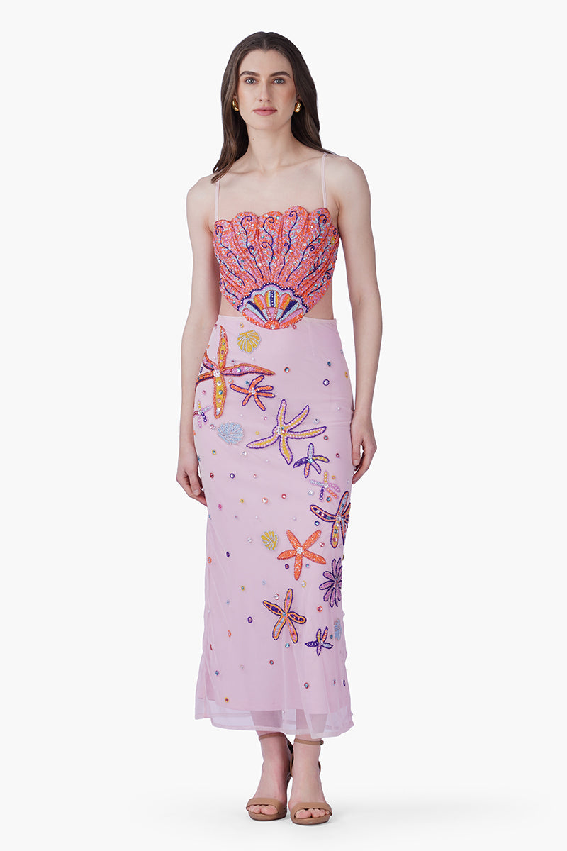 Multi Shell Blush Embellished Dress | view 1