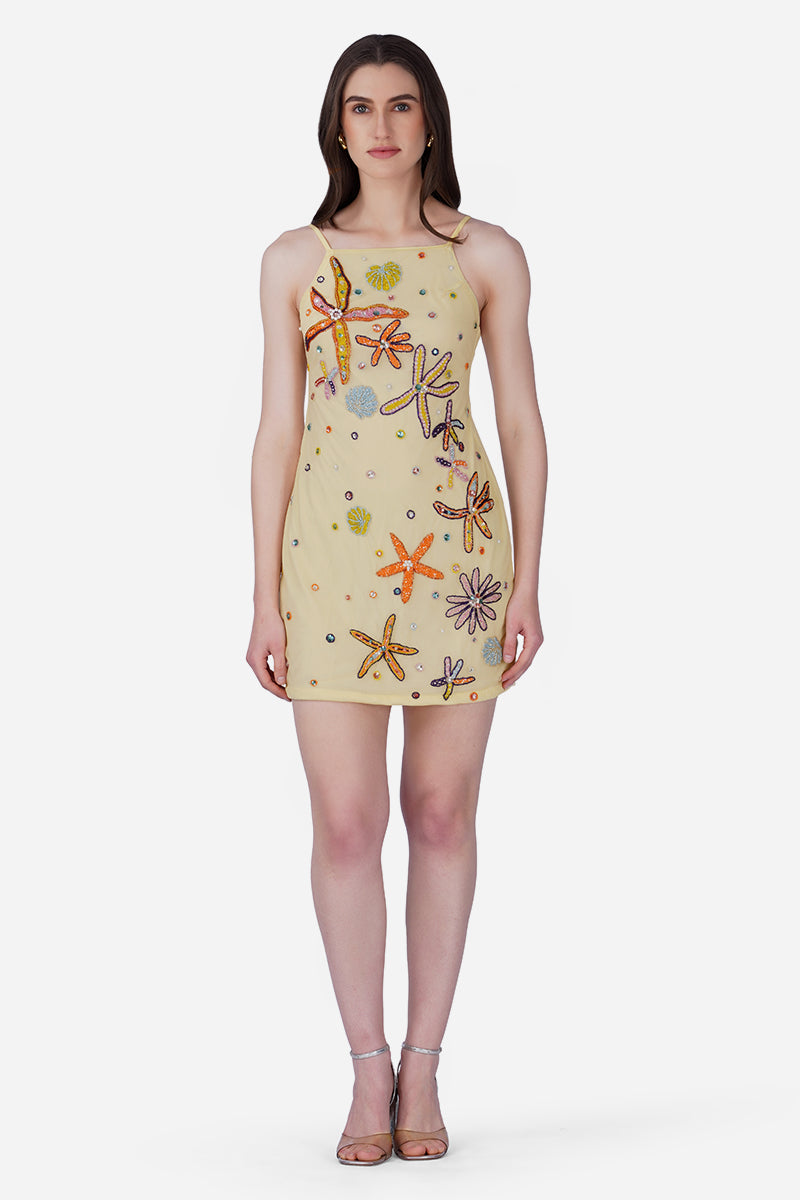 Yellow Ocean Jewel Embellished Dress | view 1