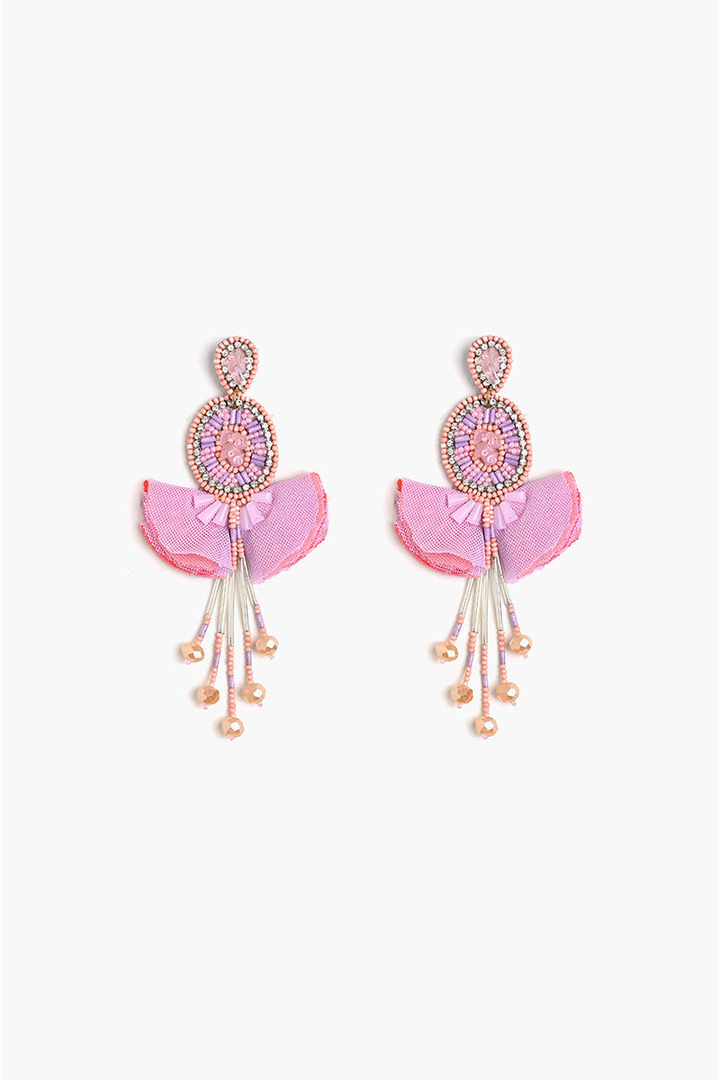 Pink Blossom Beaded Earrings