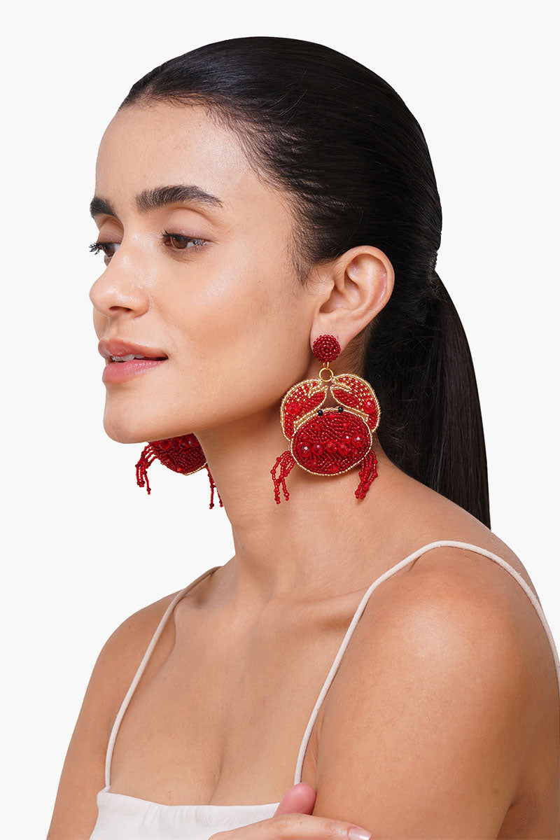 Crab It Beaded Earrings