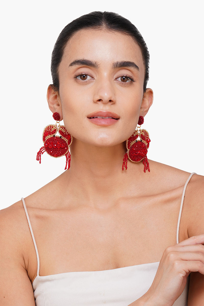 Crab It Beaded Earrings