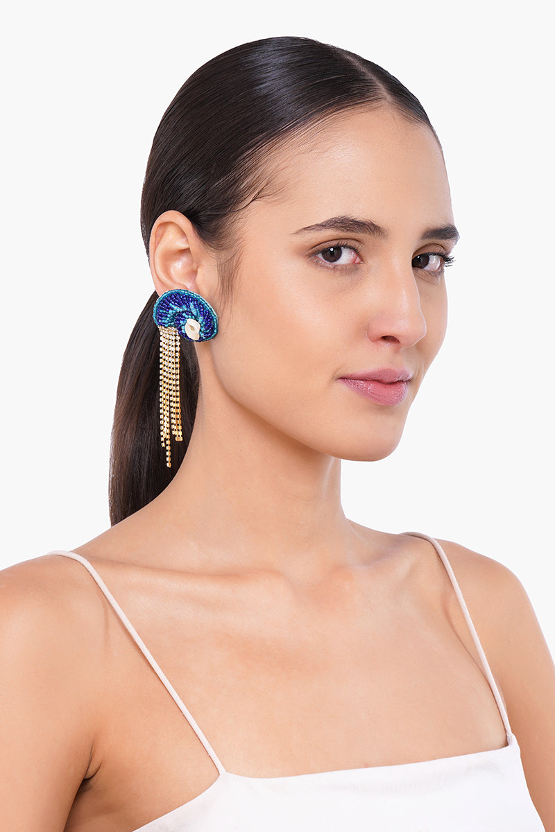 Deap Sea Nautilus Beaded Earrings
