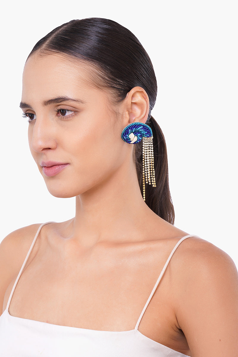 Deap Sea Nautilus Beaded Earrings