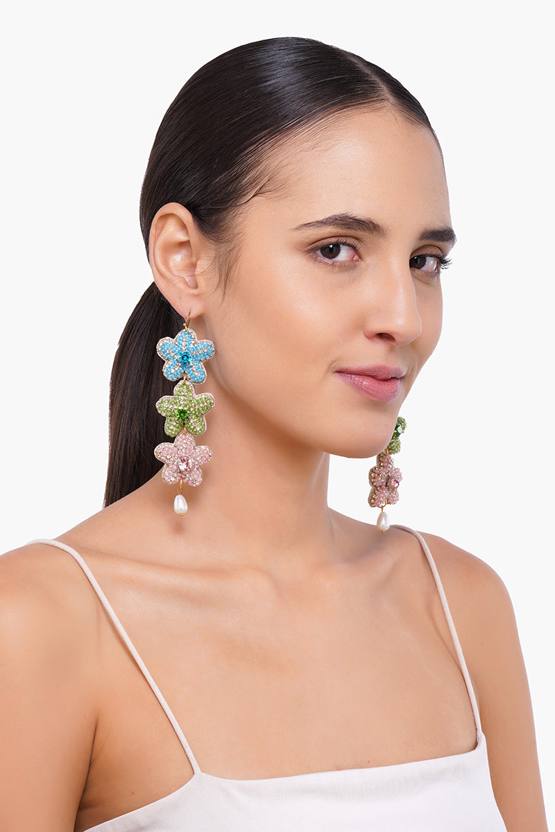 Three Star Fish Beaded Earrings