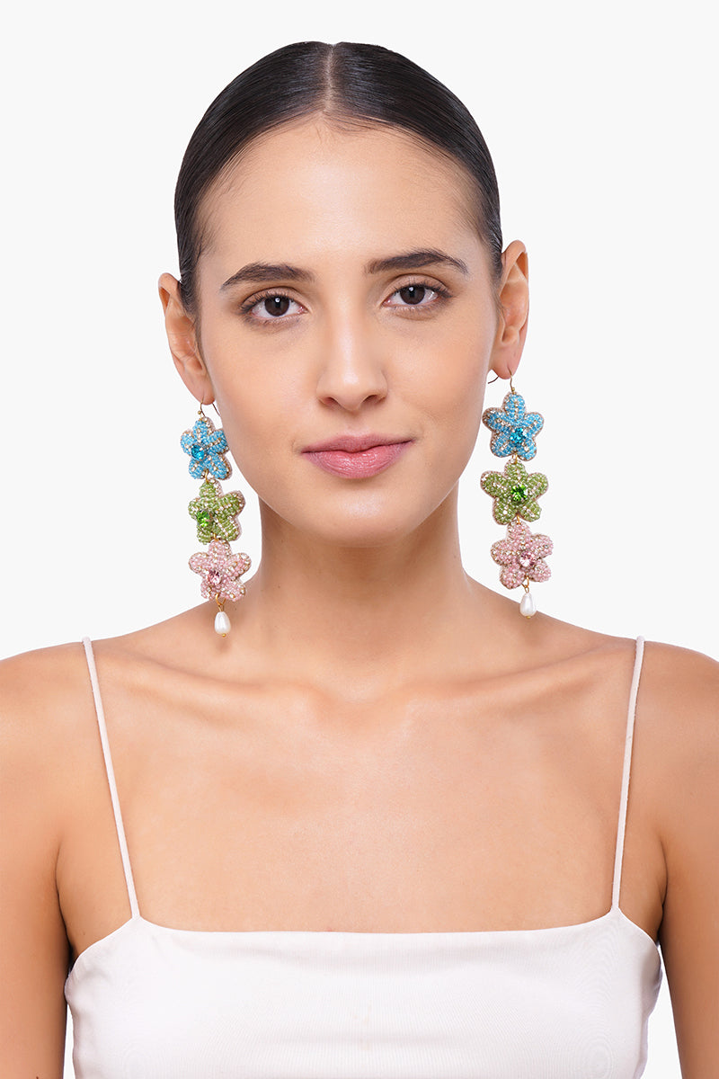 Three Star Fish Beaded Earrings