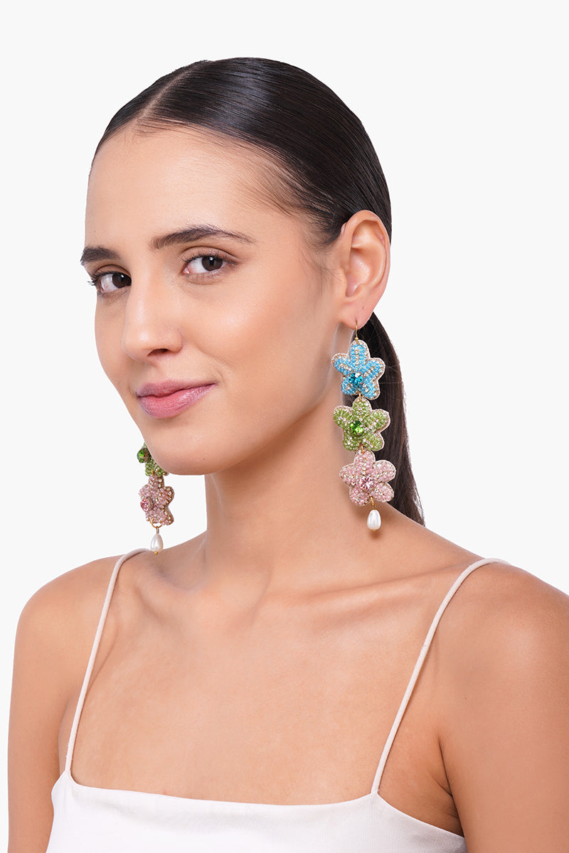 Three Star Fish Beaded Earrings