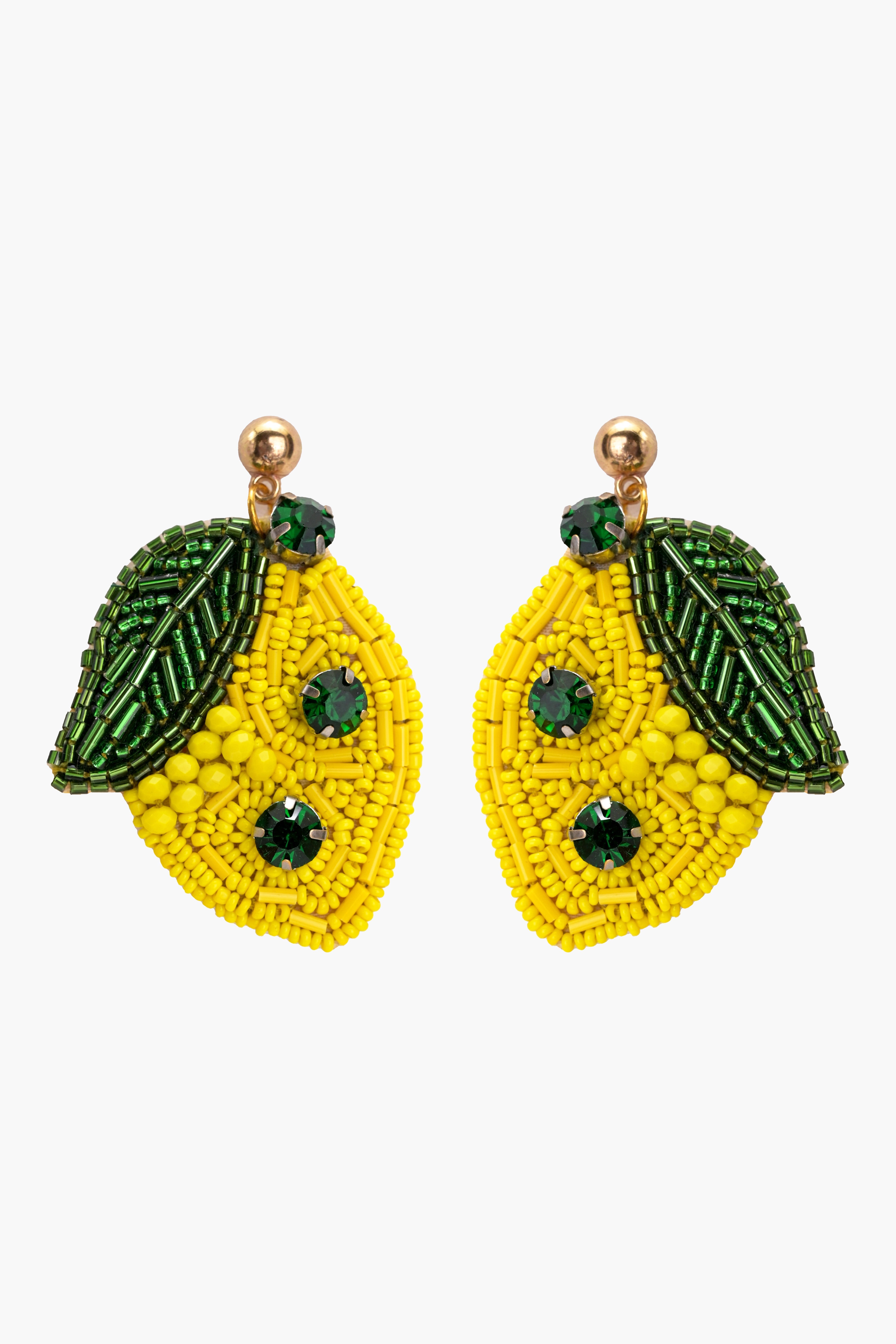 Hearty Lemon Beaded Earrings