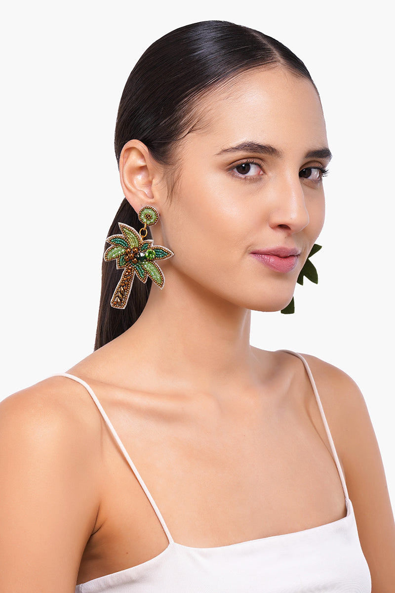 Palm Tree Beaded Earrings
