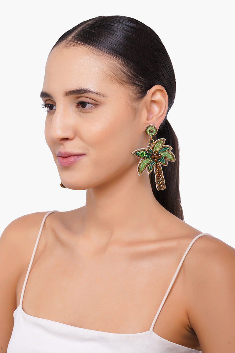 Palm Tree Beaded Earrings