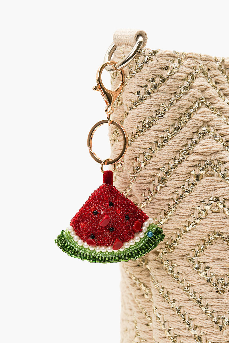 Watermelon Beaded Charm Keychain