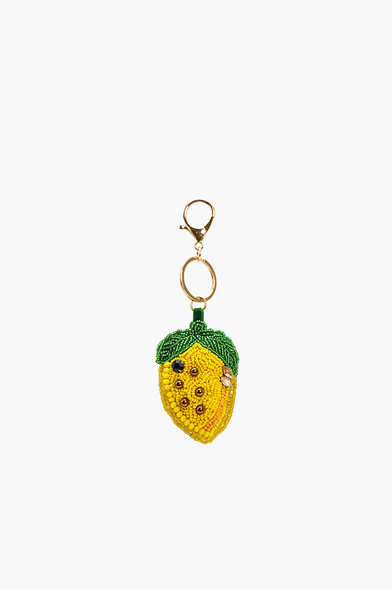 Lemon Beaded Charm Keychain