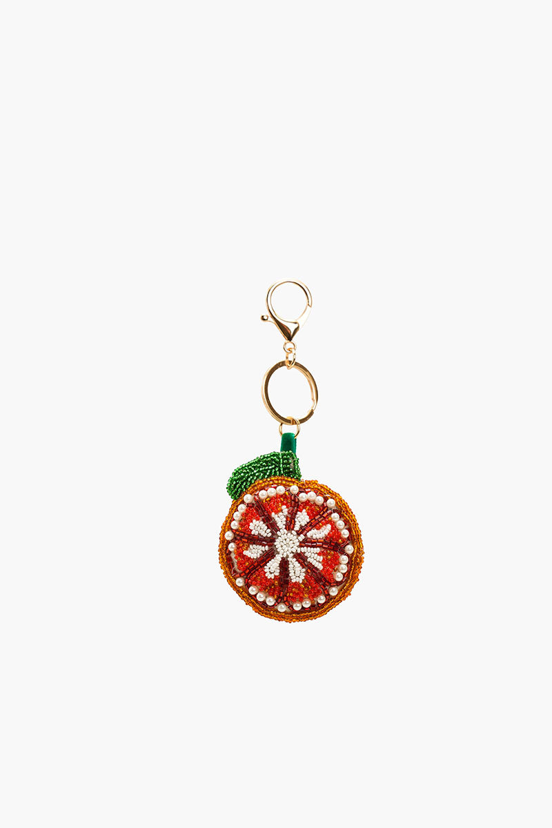 Orannge Beaded Charm Keychain