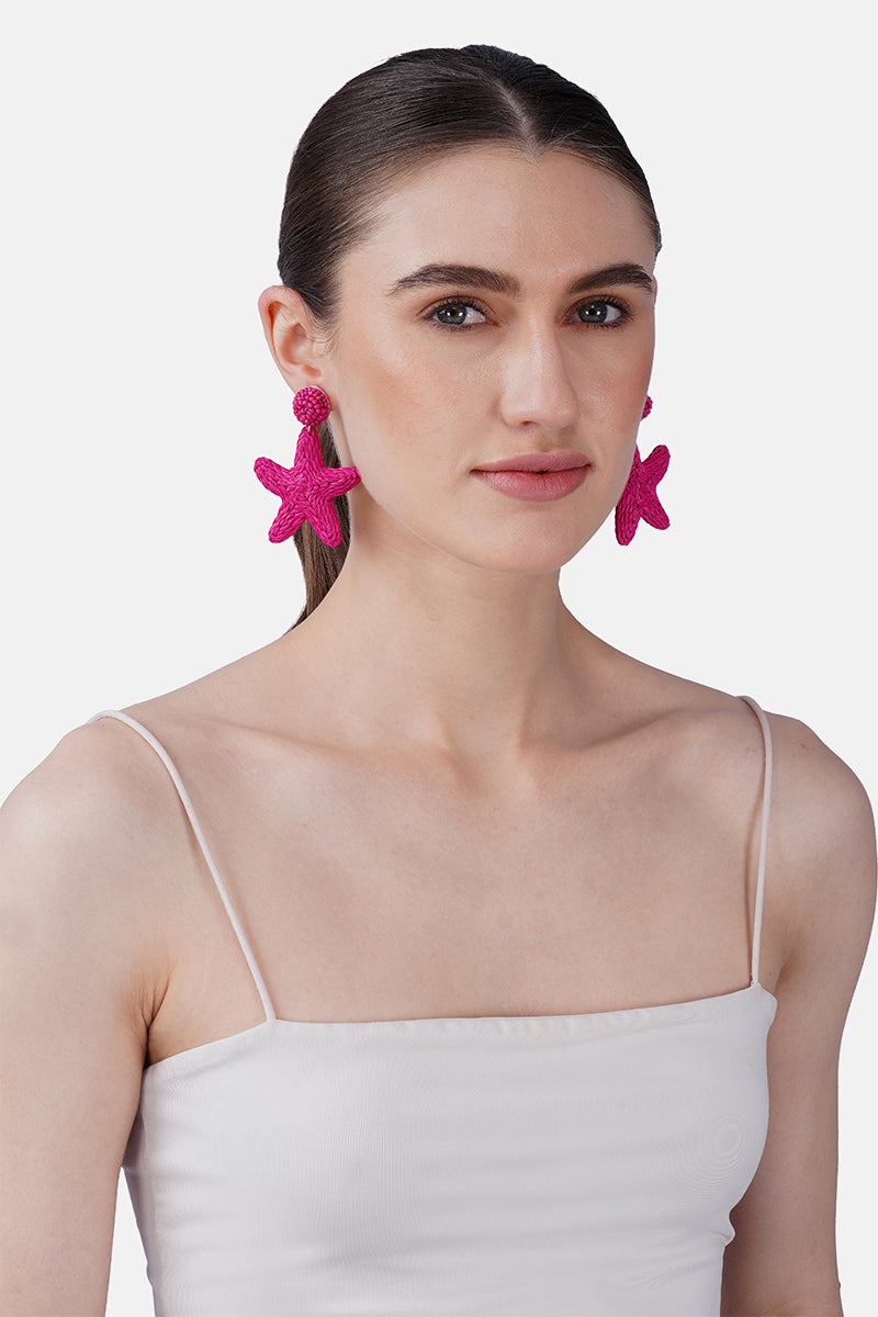 Raffia Bloom Floral Hand-Beaded Statement Earrings