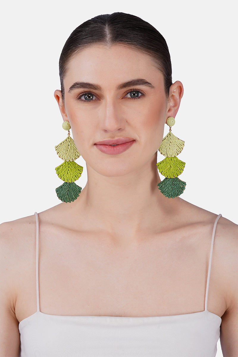 Raffia Shellscape Hand-Beaded Statement Earrings