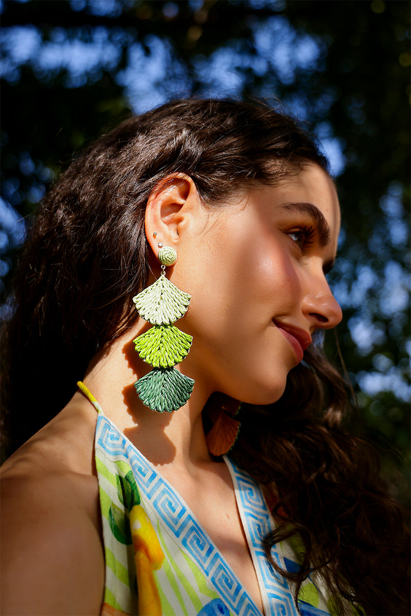 Raffia Shellscape Hand-Beaded Statement Earrings | view 1